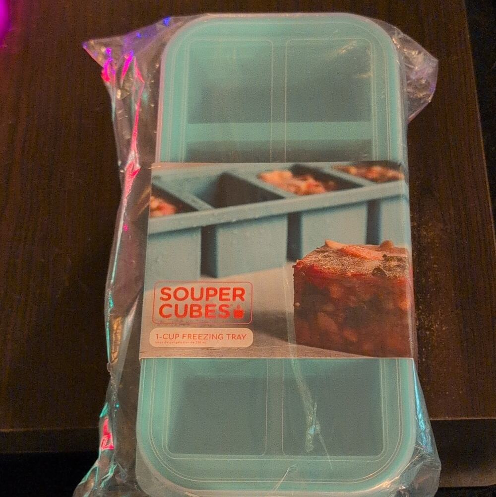 Souper Cubes 1-Cup Silicone Freezing Tray, 2-Pack Blue 4-Cavity Mold